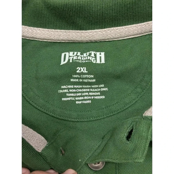 DULUTH TRADING Men’s Green Heavy Long Sleeve Polo Shirt 2XL Casual Fall Work - Picture 3 of 10